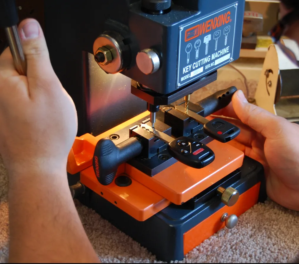 Spare car key made from existing key by Triton Locksmith mobile service in South Florida