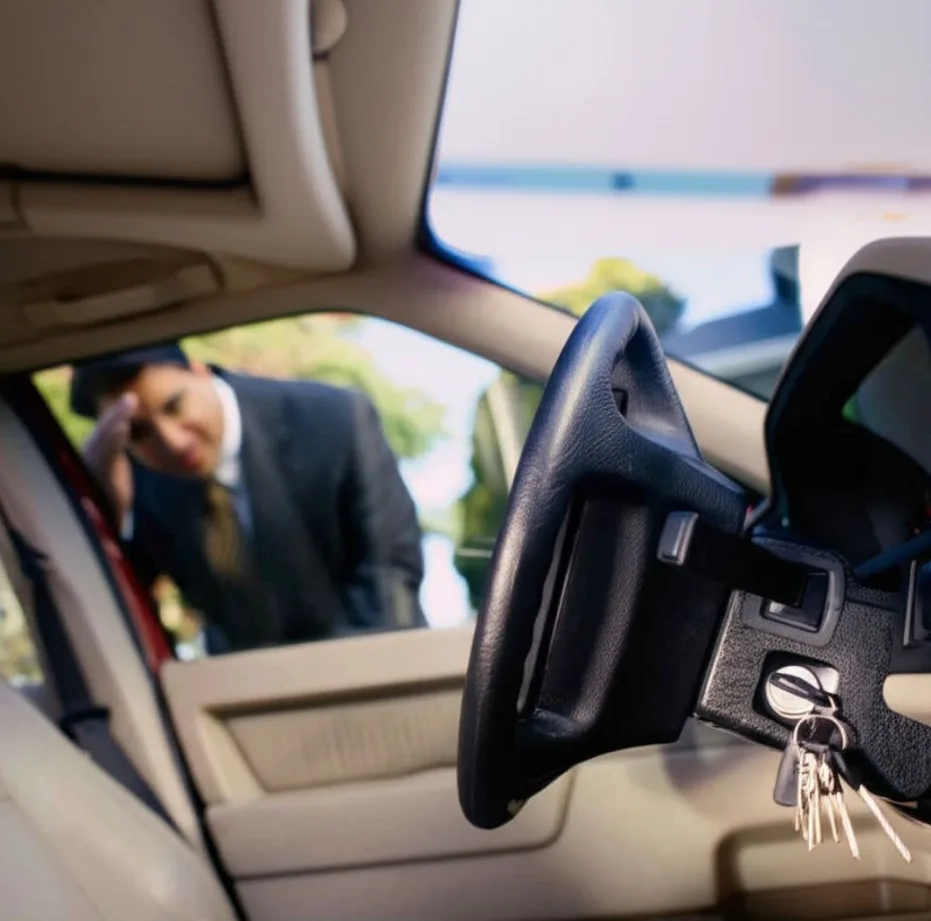 Keys locked inside car requiring professional automotive locksmith service
