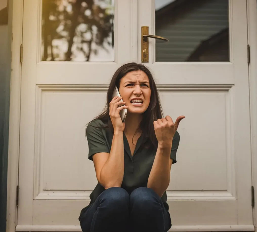 Homeowner locked out of house calling Triton Locksmith for emergency lockout service in Boca Raton FL